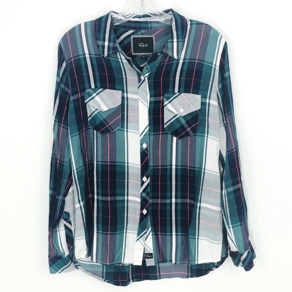 Rails Green and Red Plaid Button Down Shirt